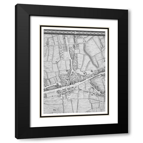 Roque Sectional map of London 1748 Black Modern Wood Framed Art Print with Double Matting by Roque, John