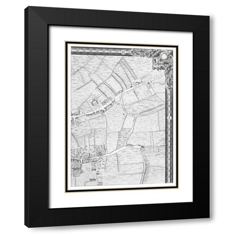 Roque Sectional map of London 1748 Black Modern Wood Framed Art Print with Double Matting by Roque, John