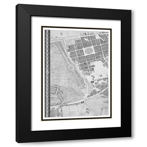Roque Sectional map of London 1748 Black Modern Wood Framed Art Print with Double Matting by Roque, John