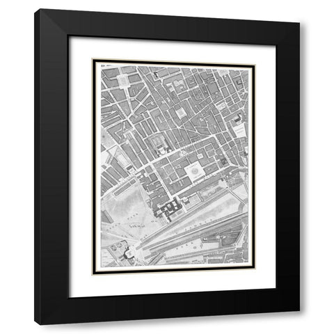 Roque Sectional map of London 1748 Black Modern Wood Framed Art Print with Double Matting by Roque, John