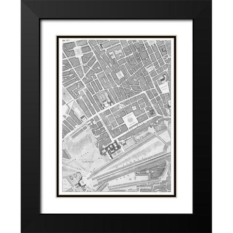 Roque Sectional map of London 1748 Black Modern Wood Framed Art Print with Double Matting by Roque, John