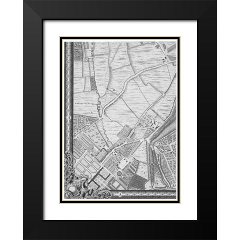 Roque Sectional map of London 1748 Black Modern Wood Framed Art Print with Double Matting by Roque, John