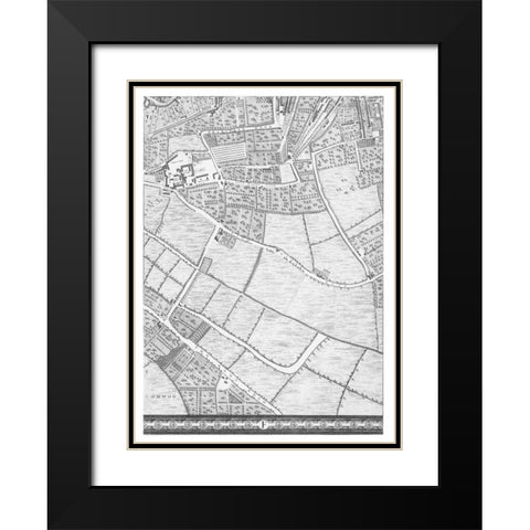 Roque Sectional map of London 1748 Black Modern Wood Framed Art Print with Double Matting by Roque, John