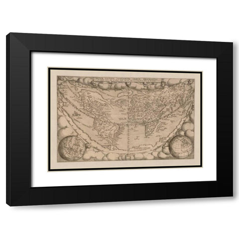 Nova tutius terrarum, 1571 Black Modern Wood Framed Art Print with Double Matting by Ortelius, Abraham