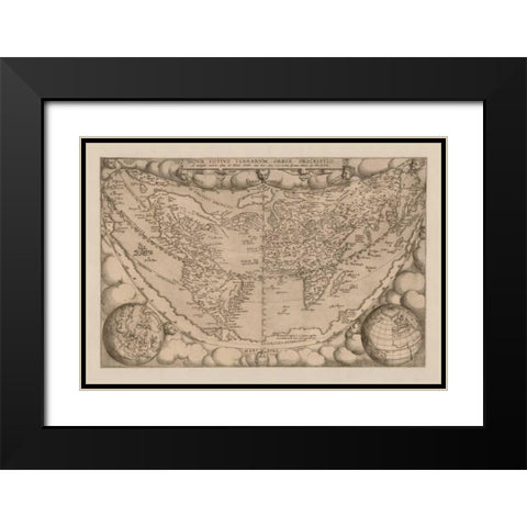 Nova tutius terrarum, 1571 Black Modern Wood Framed Art Print with Double Matting by Ortelius, Abraham