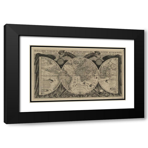 Nova orbis terrarum, 1630 Black Modern Wood Framed Art Print with Double Matting by Echebrecht, Philipp