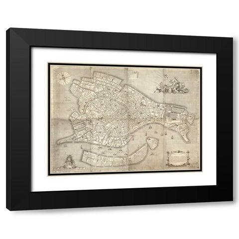 Pictorial representation of Venice Black Modern Wood Framed Art Print with Double Matting by Lodovghi, Ludovico