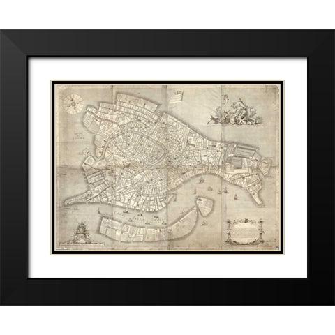 Pictorial representation of Venice Black Modern Wood Framed Art Print with Double Matting by Lodovghi, Ludovico