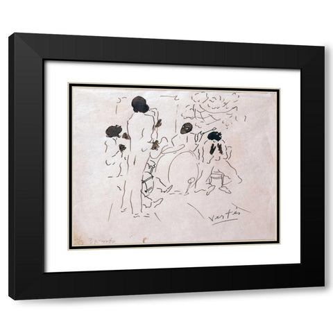 Josephine Bakers Jazz Band Black Modern Wood Framed Art Print with Double Matting by Vertes, Marcel
