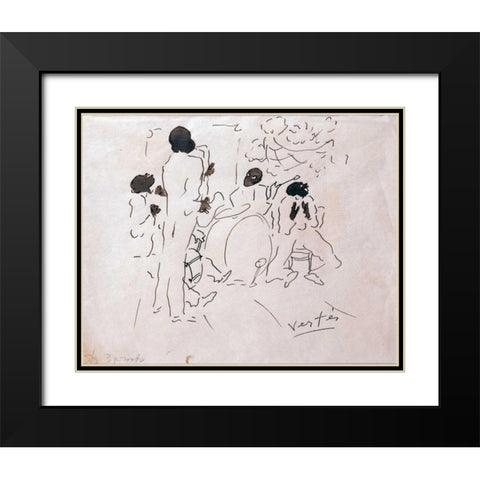 Josephine Bakers Jazz Band Black Modern Wood Framed Art Print with Double Matting by Vertes, Marcel