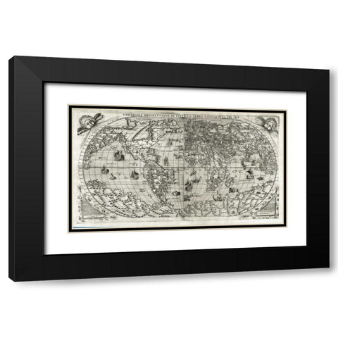 Universale Desrcittione di tutta le Terra Black Modern Wood Framed Art Print with Double Matting by Paolo Forlani