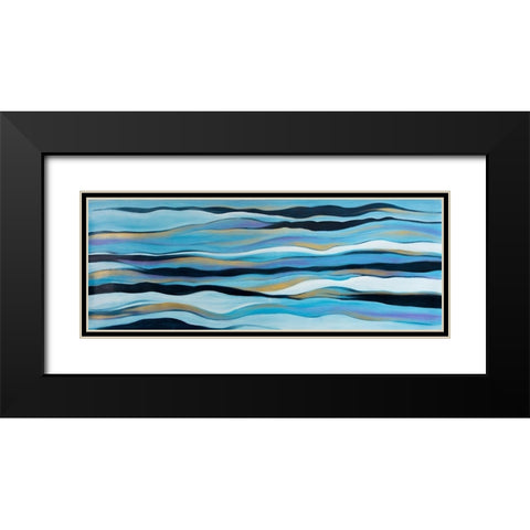 BLUE SWEEP Black Modern Wood Framed Art Print with Double Matting by Atelier B Art Studio