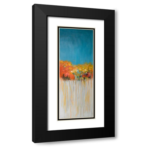 Colorful Abstract Flowers Black Modern Wood Framed Art Print with Double Matting by Atelier B Art Studio