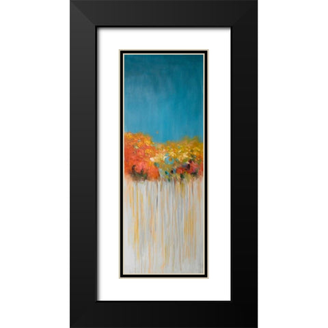 Colorful Abstract Flowers Black Modern Wood Framed Art Print with Double Matting by Atelier B Art Studio