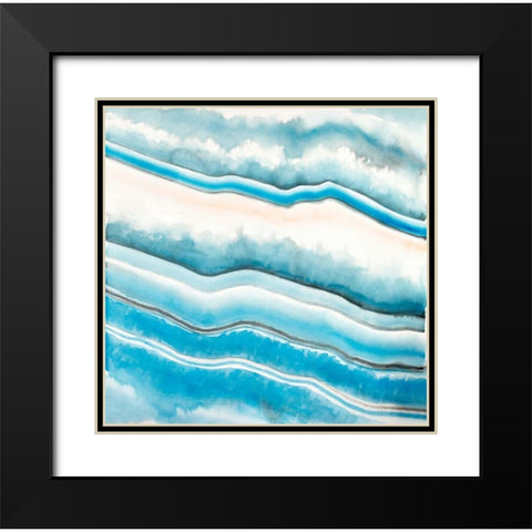 Textured geode Black Modern Wood Framed Art Print with Double Matting by Atelier B Art Studio
