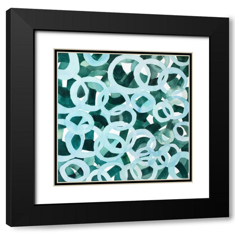 ABSTRACT CIRCLES Black Modern Wood Framed Art Print with Double Matting by Atelier B Art Studio
