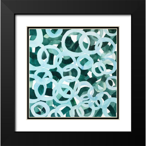 ABSTRACT CIRCLES Black Modern Wood Framed Art Print with Double Matting by Atelier B Art Studio
