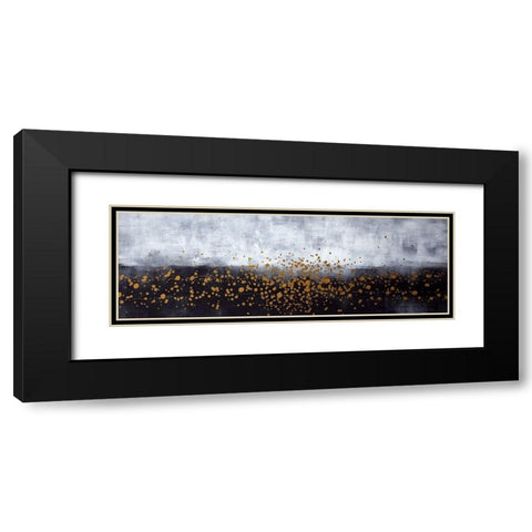 GOLD PAINT SPLASH ON GRAY BACKGROUND Black Modern Wood Framed Art Print with Double Matting by Atelier B Art Studio