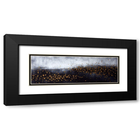 TWO SHADES OF GRAY WITH GOLD DOTS Black Modern Wood Framed Art Print with Double Matting by Atelier B Art Studio