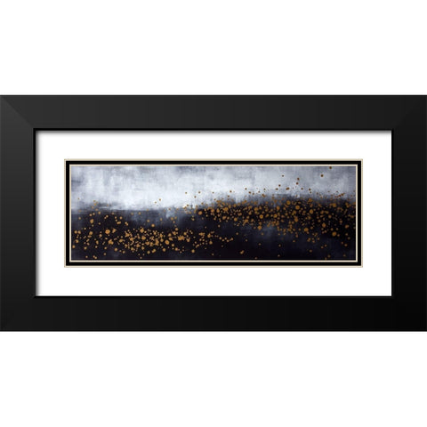 TWO SHADES OF GRAY WITH GOLD DOTS Black Modern Wood Framed Art Print with Double Matting by Atelier B Art Studio