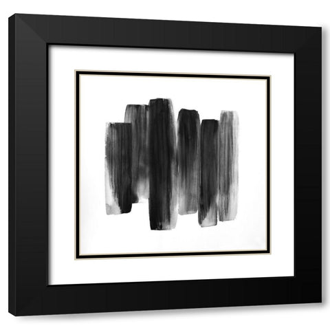BLACK SHAPES Black Modern Wood Framed Art Print with Double Matting by Atelier B Art Studio
