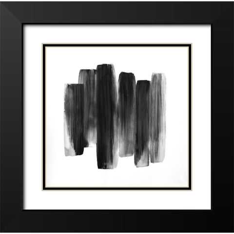 BLACK SHAPES Black Modern Wood Framed Art Print with Double Matting by Atelier B Art Studio