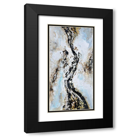 ABSTRACT AND TEXTURIZED PAINT SPLASH Black Modern Wood Framed Art Print with Double Matting by Atelier B Art Studio
