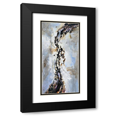 TEXTURIZED ABSTRACT WAVE Black Modern Wood Framed Art Print with Double Matting by Atelier B Art Studio