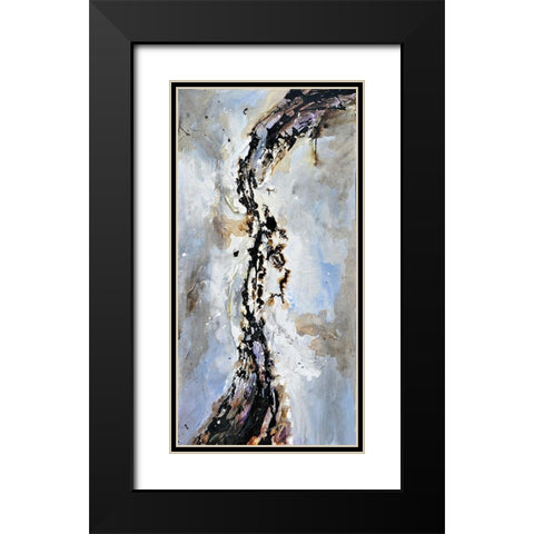 TEXTURIZED ABSTRACT WAVE Black Modern Wood Framed Art Print with Double Matting by Atelier B Art Studio