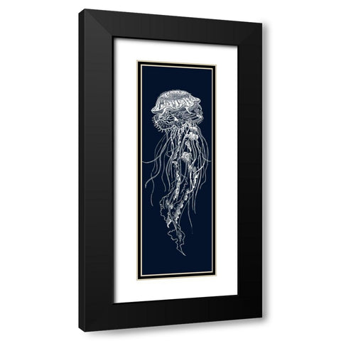 DETAILED JELLYFISH ILLUSTRATION Black Modern Wood Framed Art Print with Double Matting by Atelier B Art Studio