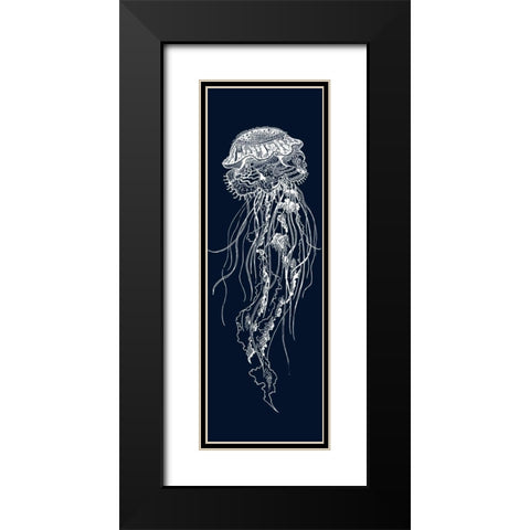 DETAILED JELLYFISH ILLUSTRATION Black Modern Wood Framed Art Print with Double Matting by Atelier B Art Studio