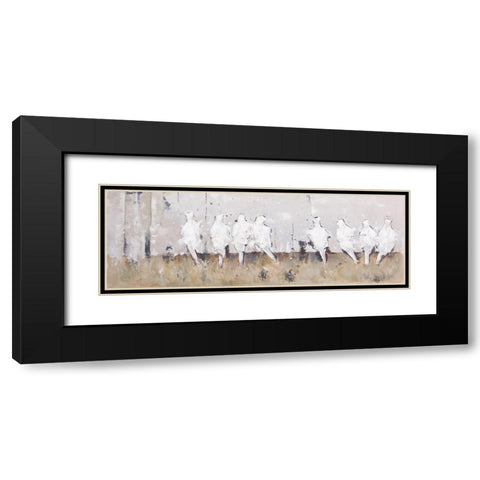 EIGHT PERCHED BIRDS Black Modern Wood Framed Art Print with Double Matting by Atelier B Art Studio