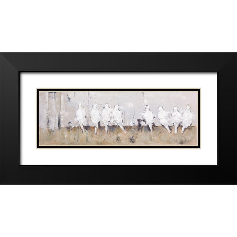 EIGHT PERCHED BIRDS Black Modern Wood Framed Art Print with Double Matting by Atelier B Art Studio