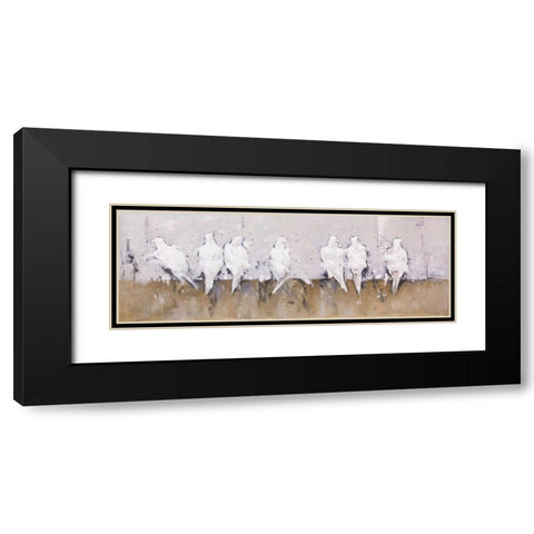ABSTRACT PERCHED BIRDS Black Modern Wood Framed Art Print with Double Matting by Atelier B Art Studio