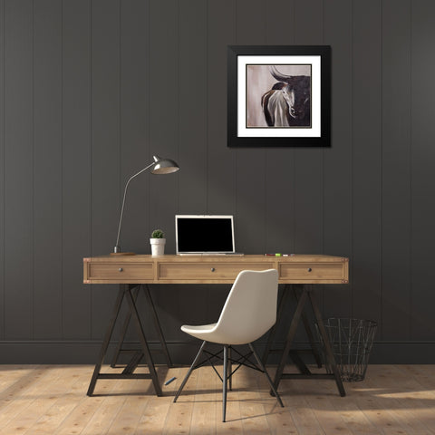 BULL HEAD FRONT VIEW Black Modern Wood Framed Art Print with Double Matting by Atelier B Art Studio