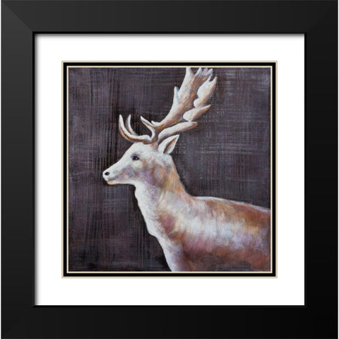 DEER PROFILE VIEW IN THE DARK Black Modern Wood Framed Art Print with Double Matting by Atelier B Art Studio