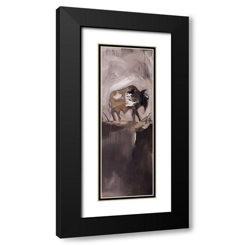 ABSTRACT BUFFALO Black Modern Wood Framed Art Print with Double Matting by Atelier B Art Studio
