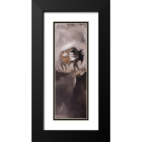 ABSTRACT BUFFALO Black Modern Wood Framed Art Print with Double Matting by Atelier B Art Studio
