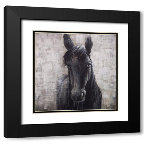 BLACK HORSE Black Modern Wood Framed Art Print with Double Matting by Atelier B Art Studio