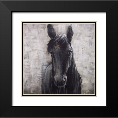BLACK HORSE Black Modern Wood Framed Art Print with Double Matting by Atelier B Art Studio