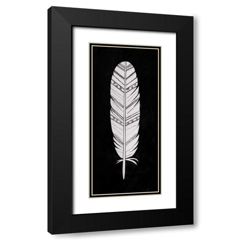 Bird Feather Black Modern Wood Framed Art Print with Double Matting by Atelier B Art Studio