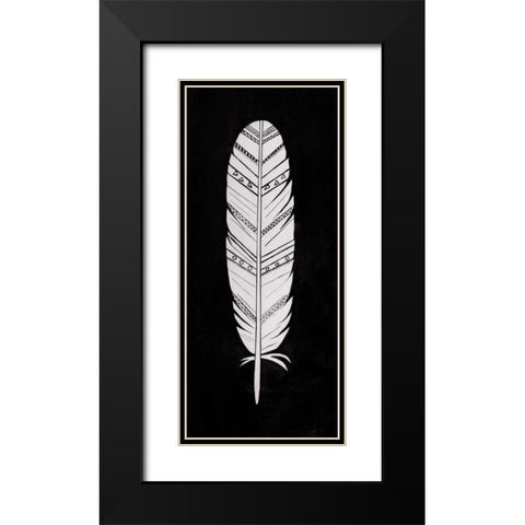 Bird Feather Black Modern Wood Framed Art Print with Double Matting by Atelier B Art Studio