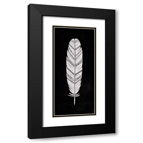 White Feather Black Modern Wood Framed Art Print with Double Matting by Atelier B Art Studio