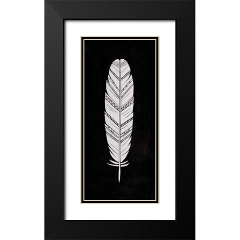 White Feather Black Modern Wood Framed Art Print with Double Matting by Atelier B Art Studio