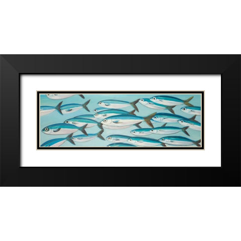 Small Fishs of Caesio Caerulaurea Black Modern Wood Framed Art Print with Double Matting by Atelier B Art Studio