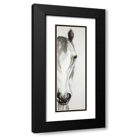 Black and White Horse Face Black Modern Wood Framed Art Print with Double Matting by Atelier B Art Studio