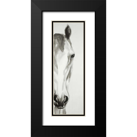 Black and White Horse Face Black Modern Wood Framed Art Print with Double Matting by Atelier B Art Studio