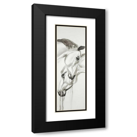 Black and White Horses Black Modern Wood Framed Art Print with Double Matting by Atelier B Art Studio