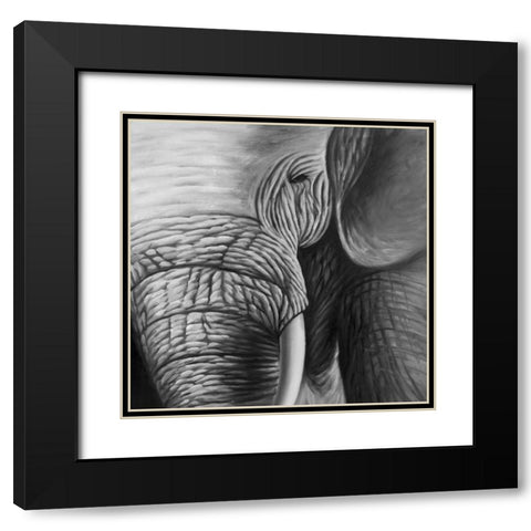 Elephants Black Modern Wood Framed Art Print with Double Matting by Atelier B Art Studio