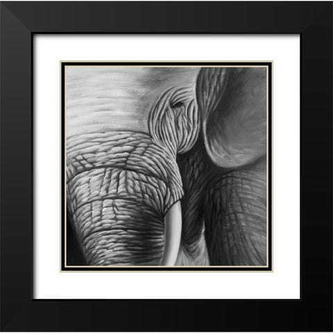 Elephants Black Modern Wood Framed Art Print with Double Matting by Atelier B Art Studio